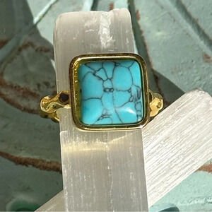 Square Turquoise Gold Ring • Clarity & Strength